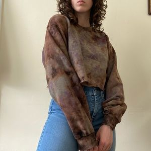 Custom, tie die cropped sweatshirt
